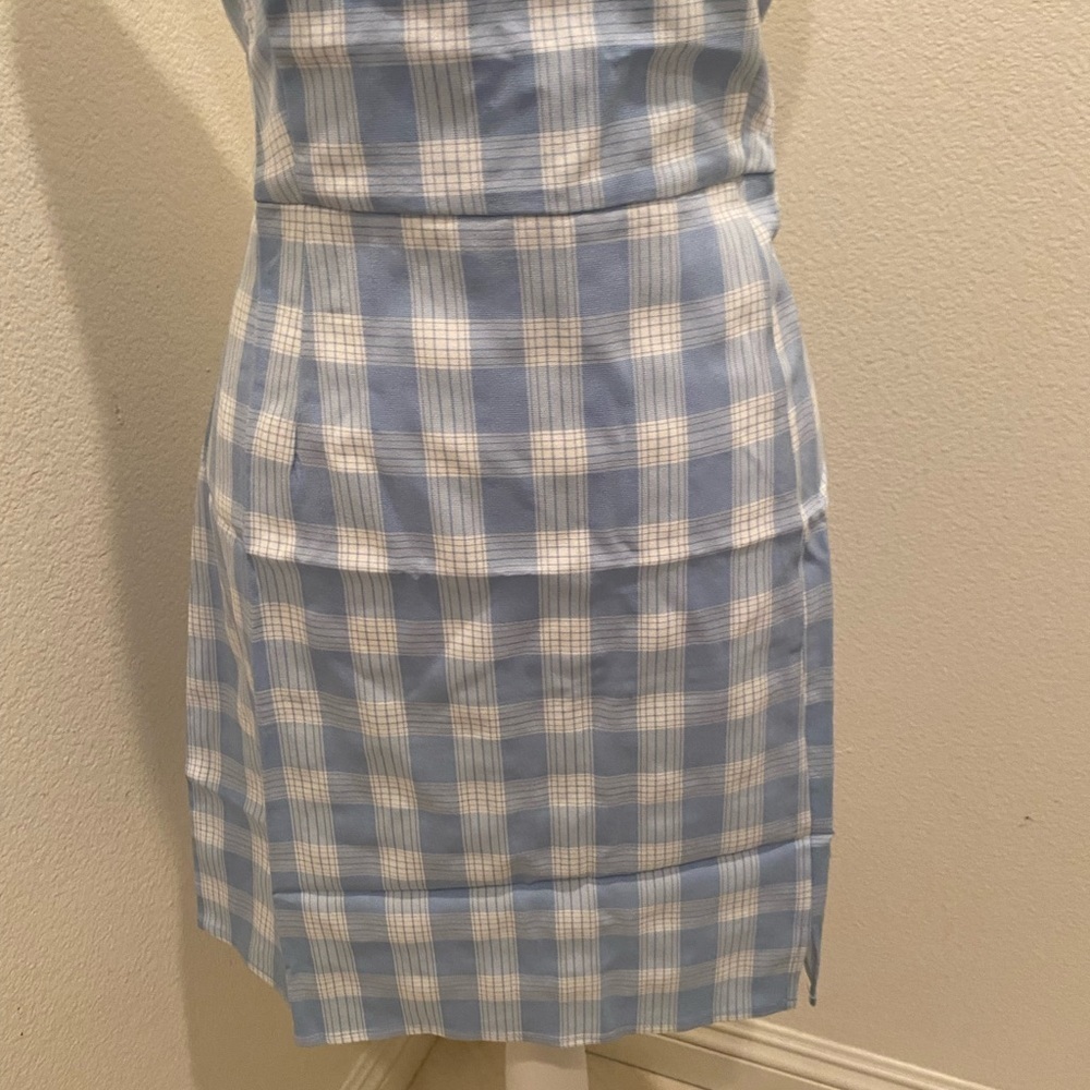 NWT WOMENS LARGE L BP BLUE WHITE LOLA PLAID DRESS - Picture 3 of 7